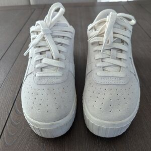 Puma women's cali wedges platform white fashion sneakers size 8